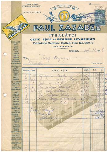 Zaza Vintage Invoice