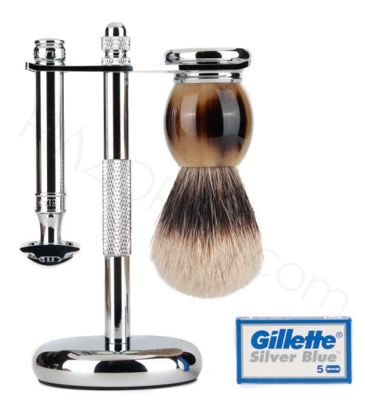 Classic Shaving Set, Faux Horn