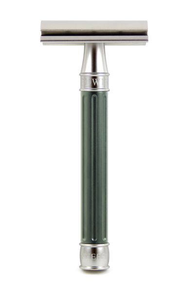 Edwin Jagger 3ONE6 Stainless Steel Safety Razor, Grooved, Anodised Green
