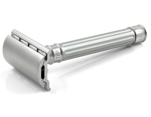 Edwin Jagger 3ONE6 Stainless Steel Safety Razor, Grooved, Anodised Silver - Thumbnail