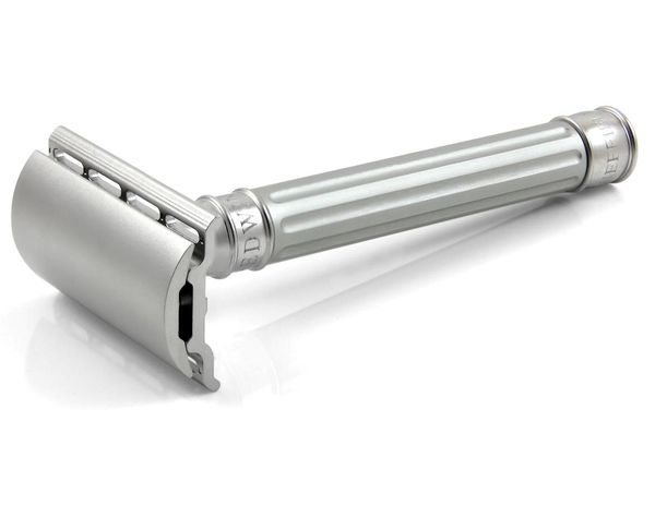 Edwin Jagger 3ONE6 Stainless Steel Safety Razor, Grooved, Anodised Silver