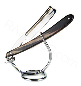 Erik Anton Berg Frameback Straight Razor, Horn - Thumbnail