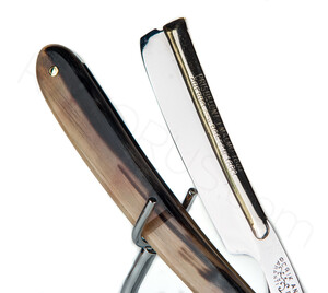 Erik Anton Berg Frameback Straight Razor, Horn - Thumbnail