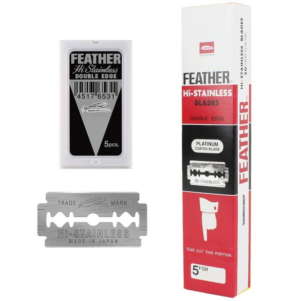 Feather Double Edge Safety Razor Blades, 100pcs