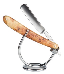 Johan Alfred Hellberg Straight Razor, Stabilized Poplar Burl Wood - Thumbnail