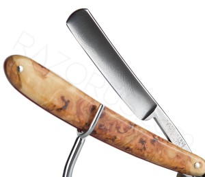 Johan Alfred Hellberg Straight Razor, Stabilized Poplar Burl Wood - Thumbnail