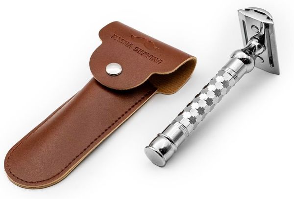 Klasik Tıraş Aleti Kılıfı, Kahverengi, Hakiki deri