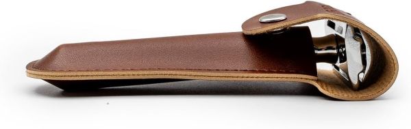 Klasik Tıraş Aleti Kılıfı, Kahverengi, Hakiki deri