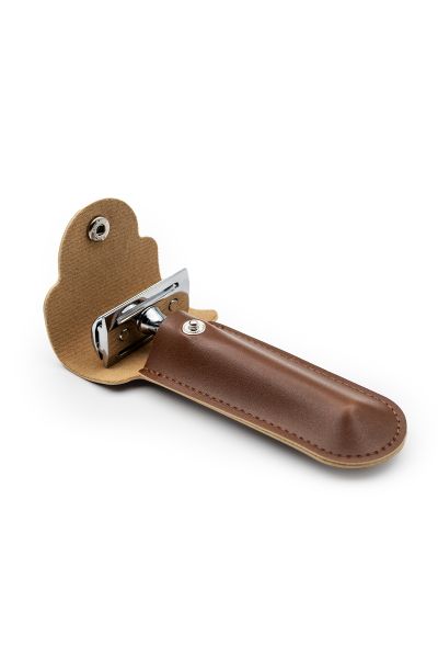 Klasik Tıraş Aleti Kılıfı, Kahverengi, Sentetik