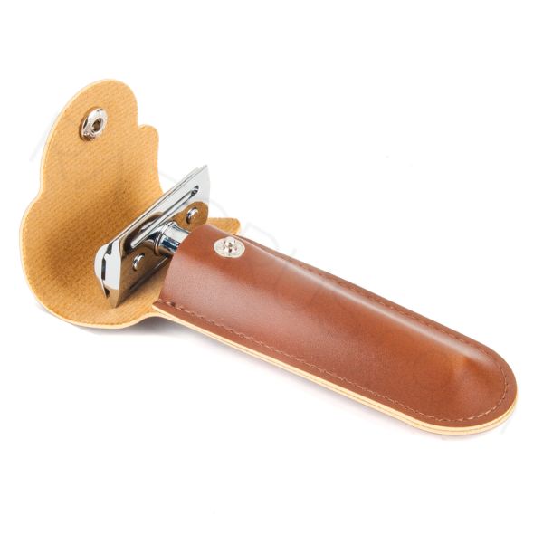 Klasik Tıraş Aleti Kılıfı, Kahverengi, Sentetik