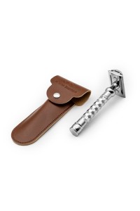 Klasik Tıraş Aleti Kılıfı, Kahverengi, Sentetik - Thumbnail