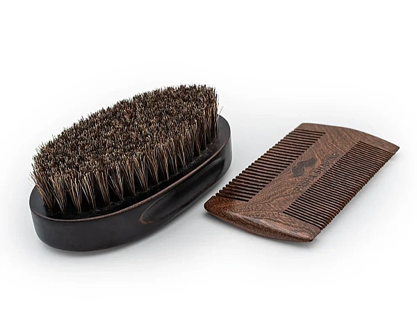 Pasha Shaving Doğal At Kılı Sakal Fırçası ve Tarağı, Sandal Ağacı - 2