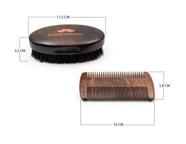 Pasha Shaving Sakal Fırçası ve Tarağı, Sandal Ağacı
