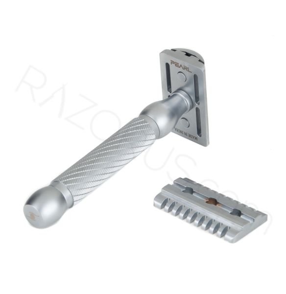 Pearl Shaving Hammer Double Edge Safety Razor, Matte Chrome