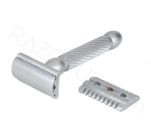 Pearl Shaving Hammer Double Edge Safety Razor, Matte Chrome - Thumbnail