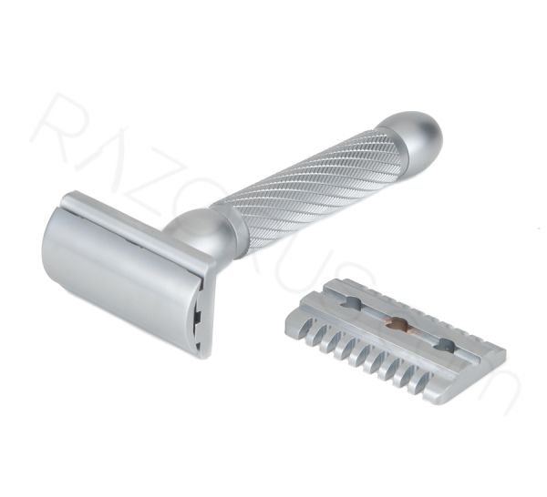 Pearl Shaving Hammer Double Edge Safety Razor, Matte Chrome