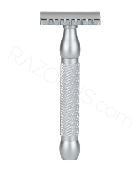 Pearl Shaving Hammer Double Edge Safety Razor, Matte Chrome