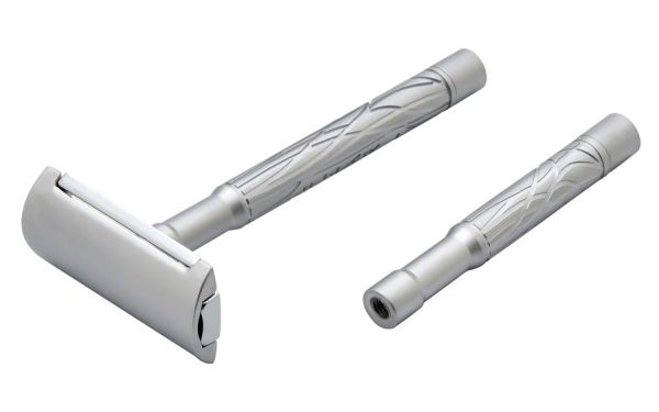 Pearl Shaving K2 Closed Comb Safety Razor, Dual Handle, Matte Chrome