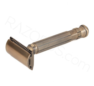 Pearl Shaving L-55 Closed Comb Safety Razor, Antique Brass - Thumbnail