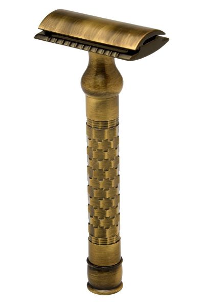 Pearl Shaving SHD-24 Closed Comb Safety Razor, Antique Brass