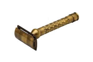 Pearl Shaving SHD-24 Closed Comb Safety Razor, Antique Brass - Thumbnail