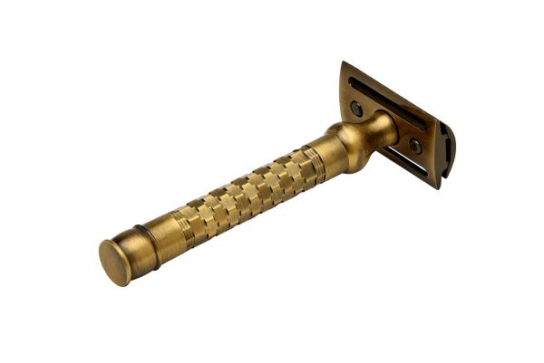 Pearl Shaving SHD-24 Closed Comb Safety Razor, Antique Brass