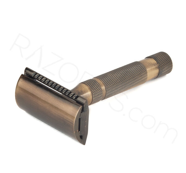Pearl Shaving SSH-05 Closed Comb Safety Razor, Antique Brass