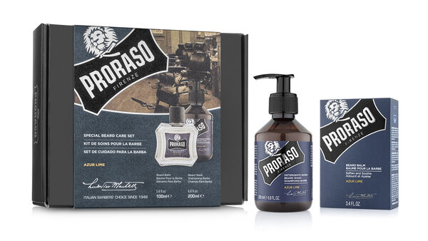Proraso Duo Gift Pack, Azur & Lime, Beard Wash & Balm