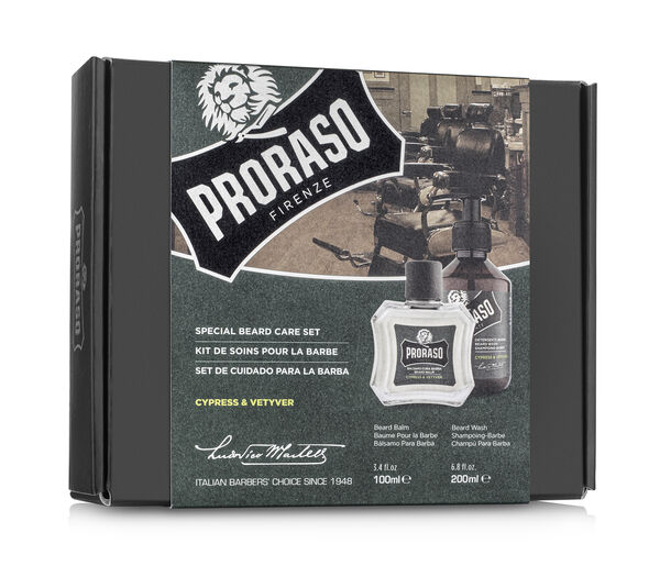 Proraso Duo Gift Pack, Cypress & Vetyver, Beard Wash & Balm