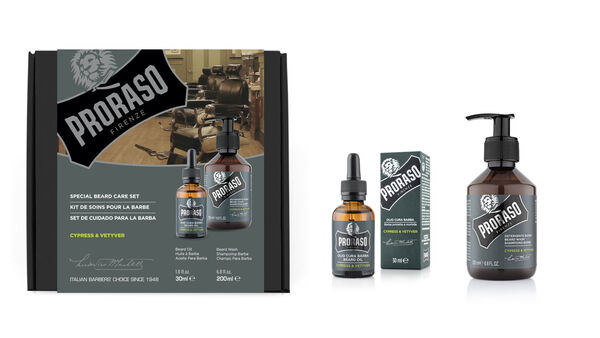 Proraso Duo Gift Pack, Cypress & Vetyver, Beard Wash & Oil