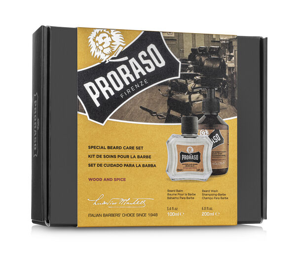 Proraso Duo Gift Pack, Wood & Spice, Beard Wash & Balm