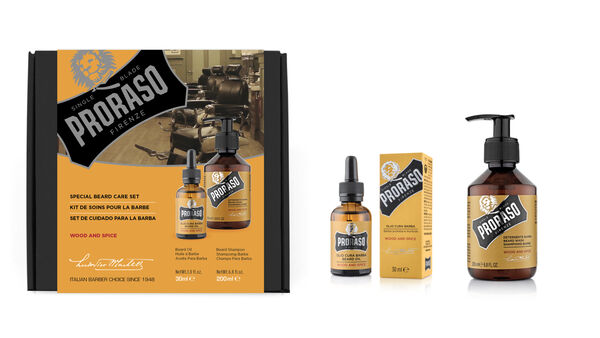 Proraso Duo Gift Pack, Wood & Spice, Beard Wash & Oil