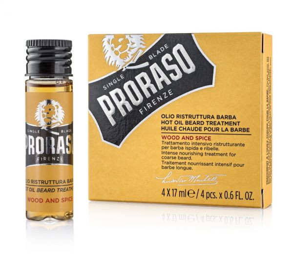 Proraso Sakal Bakım Yağı, Sıcak Uygulama, Wood & Spice, 4*17ml