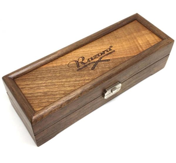 Razora Straight Razor Box for Three Razors, Walnut