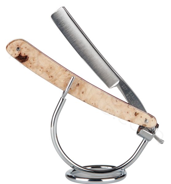 Solingen Straight Razor, Stabilized Hornbeam Burl Wood