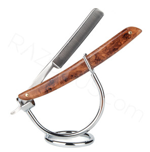 Swedish Steel Forging Co - SSA Straight Razor, Hornbeam Burl Wood - Thumbnail