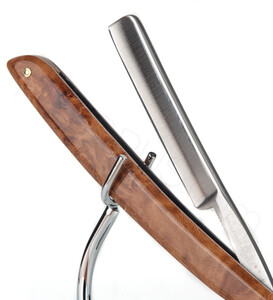 Swedish Steel Forging Co - SSA Straight Razor, Hornbeam Burl Wood - Thumbnail