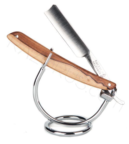 T. Hessenbruch & Co. Straight Razor, Short Type, Olivewood