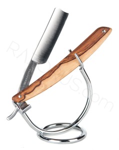 T. Hessenbruch & Co. Straight Razor, Short Type, Olivewood - Thumbnail