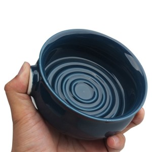 Yaqi Ceramic Shaving Bowl, Dark Blue - Thumbnail