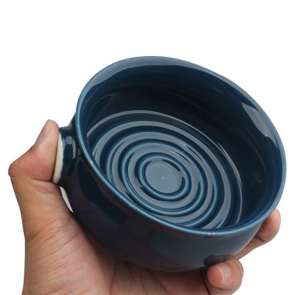 Yaqi Ceramic Shaving Bowl, Dark Blue
