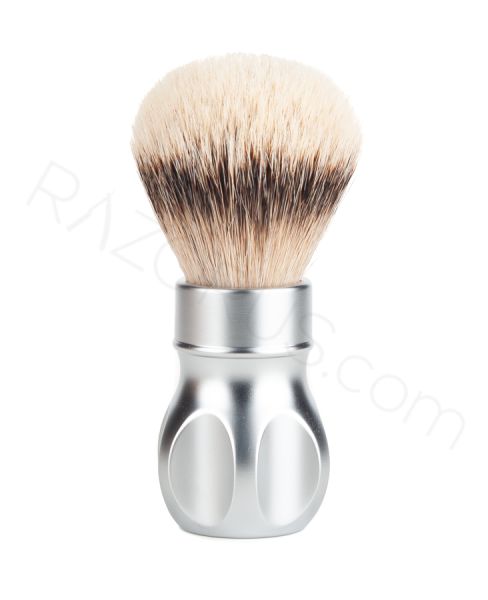 Yaqi Gemini Silvertip Badger Shaving Brush, Matte Chrome