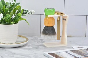 Yaqi Shaving Brush & Safety Razor Stand, Imitation Ivory - Thumbnail