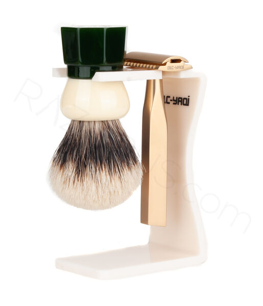 Yaqi Shaving Brush & Safety Razor Stand, Imitation Ivory